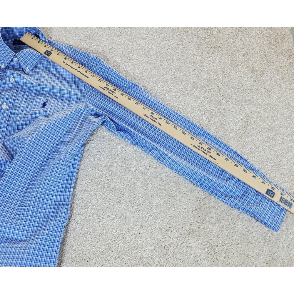 Ralph Lauren Men's Button Down Shirt Size M Blue Check Long Sleeve - Picture 7 of 15